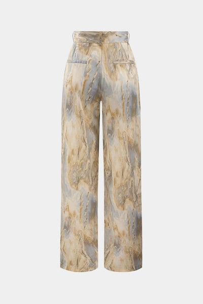 Inna Pantalones Rectos de Cintura Alta con Estampado de Mármol.