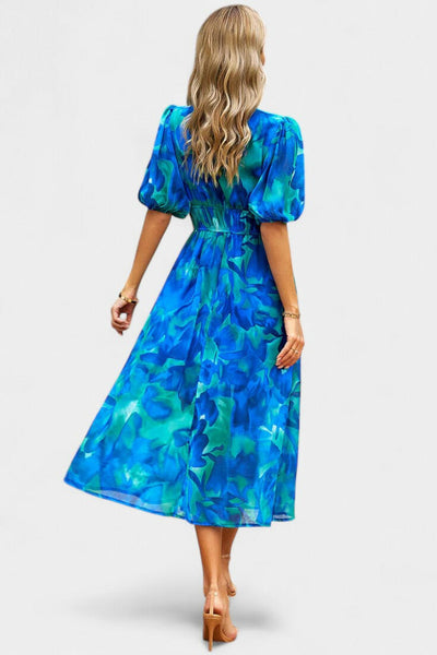 Georgina Vestido Midi Floral con Escote en V.
