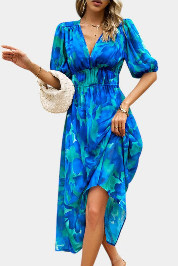 Georgina Vestido Midi Floral con Escote en V.