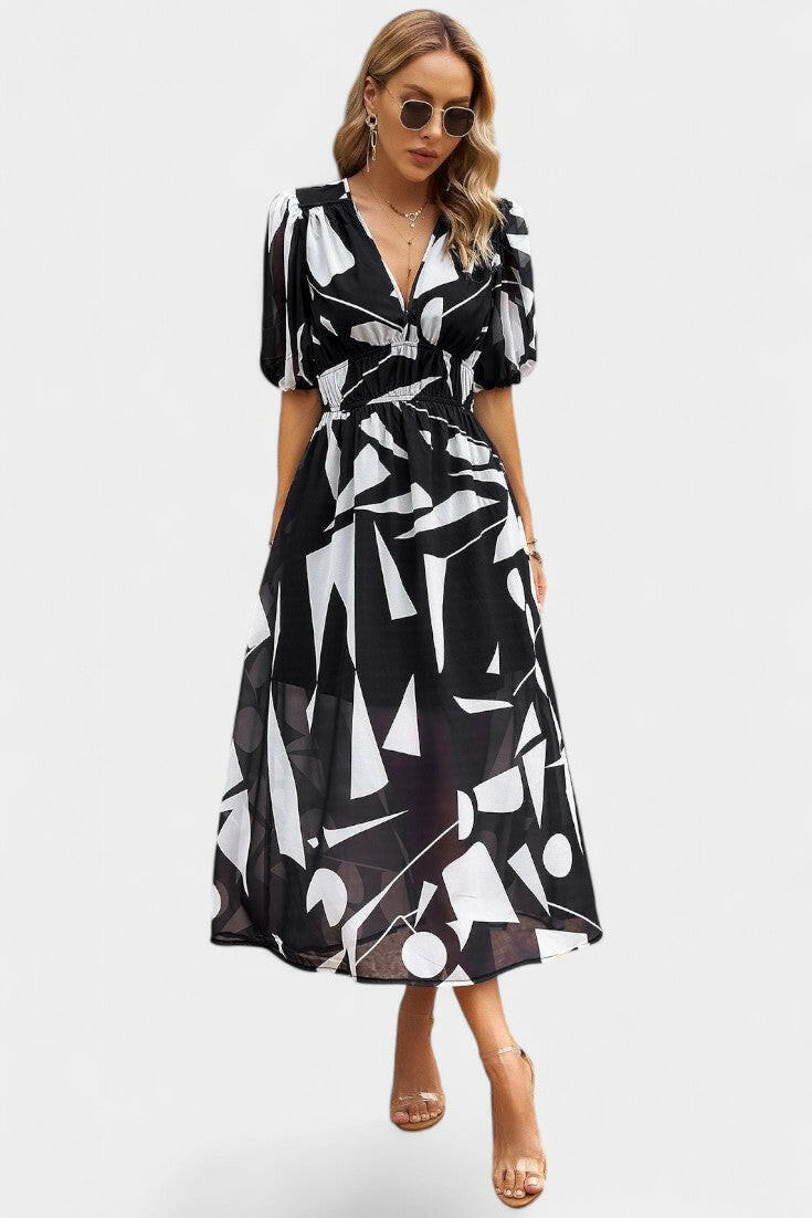 Georgina Vestido Midi Floral con Escote en V.