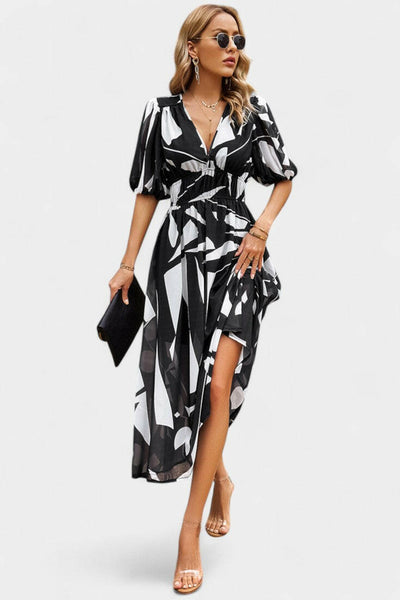 Georgina Vestido Midi Floral con Escote en V.