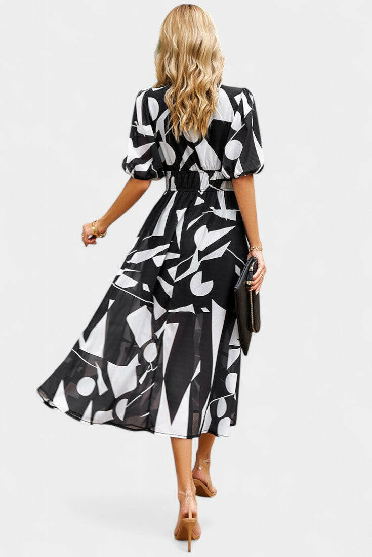 Georgina Vestido Midi Floral con Escote en V.