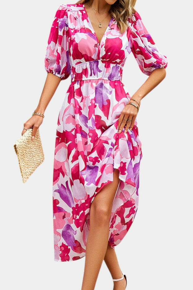 Georgina Vestido Midi Floral con Escote en V.