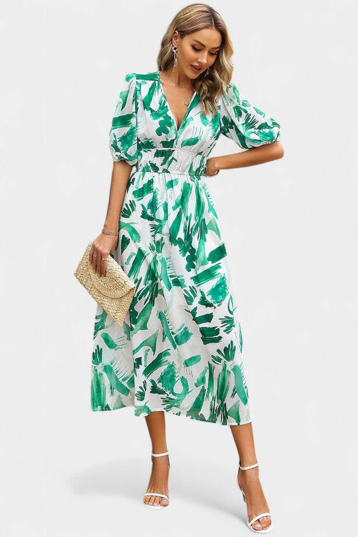 Georgina Vestido Midi Floral con Escote en V.