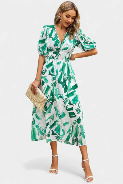 Georgina Vestido Midi Floral con Escote en V.