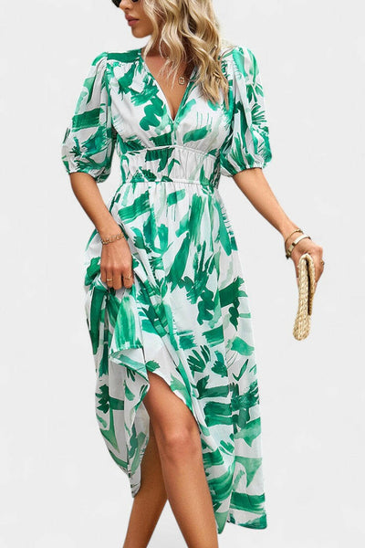 Georgina Vestido Midi Floral con Escote en V.