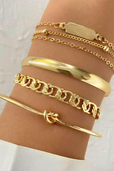 Juego de Pulseras de Cadena de Metal de 4 Piezas.