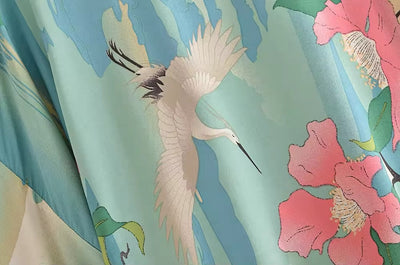 ODÉLIA – Bohemisk kimono-blus med knytfront &amp; V-ringing