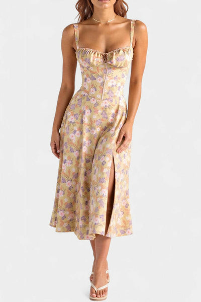 Flora Vestido Midi A-Line con Corsé.