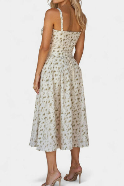 Flora Vestido Midi A-Line con Corsé.
