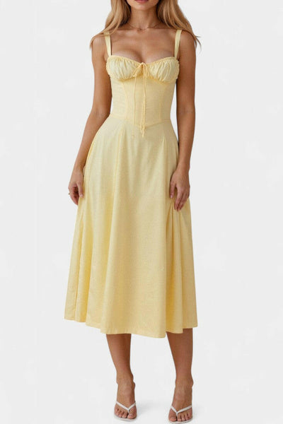 Flora Vestido Midi A-Line con Corsé.