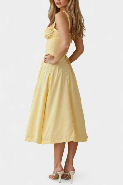 Flora Vestido Midi A-Line con Corsé.
