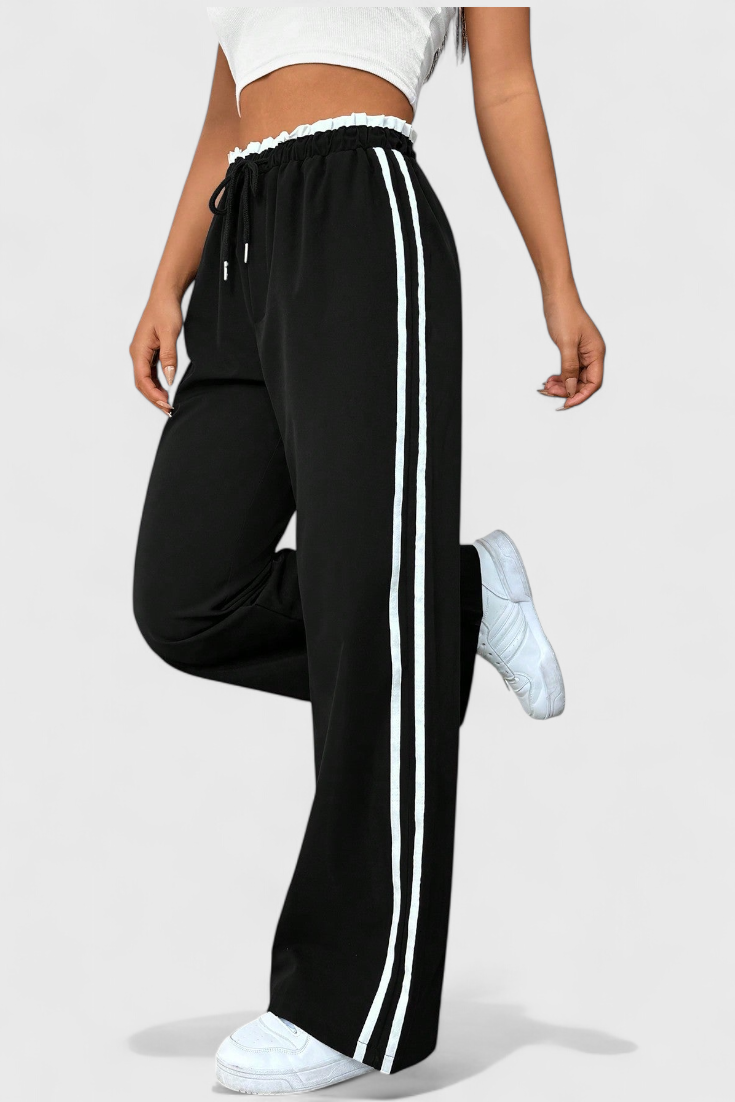 Alanys Pantalón Deportivo de Pierna Ancha con Detalle Lateral.