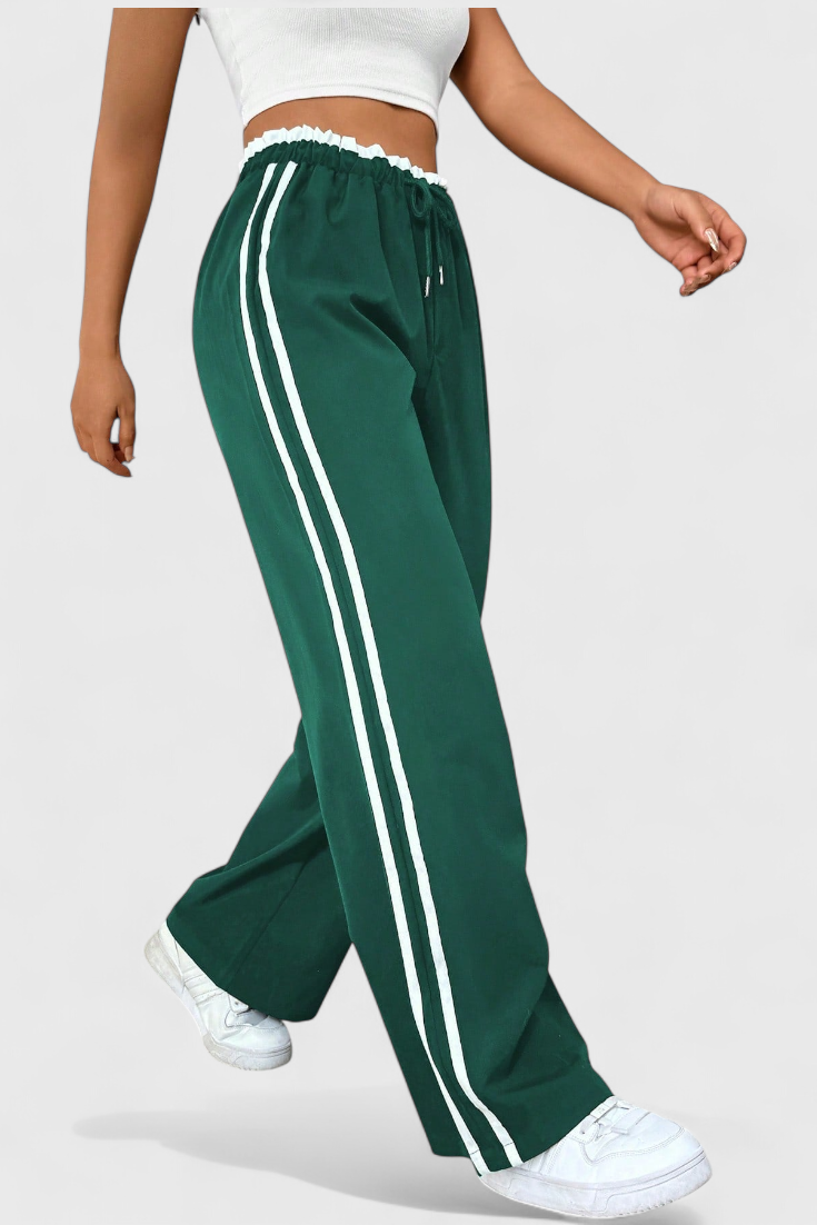 Alanys Pantalón Deportivo de Pierna Ancha con Detalle Lateral.
