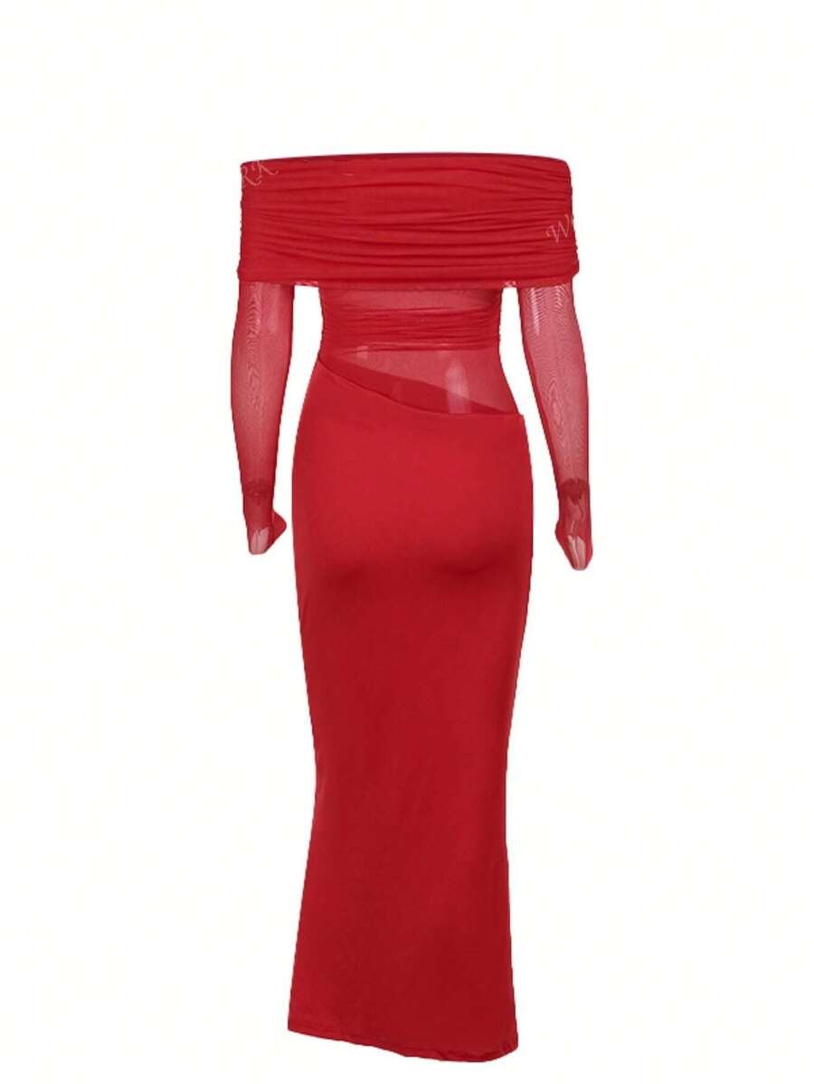 Chloe sieťované dlhé slim fit šaty
