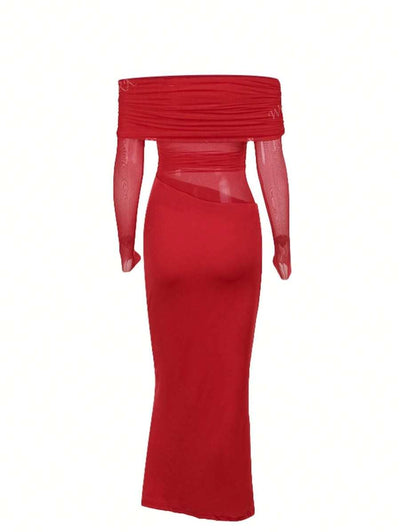 Chloe sieťované dlhé slim fit šaty