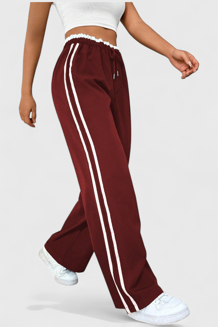 Alanys Pantalón Deportivo de Pierna Ancha con Detalle Lateral.