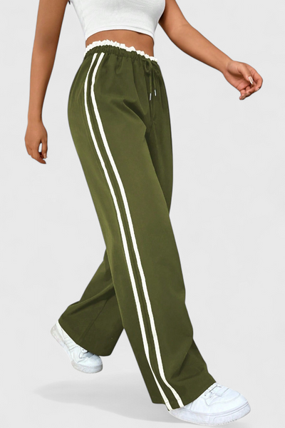 Alanys Pantalón Deportivo de Pierna Ancha con Detalle Lateral.