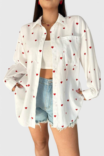 Rhiannon Blusa de Algodón Bordada con Corazones.