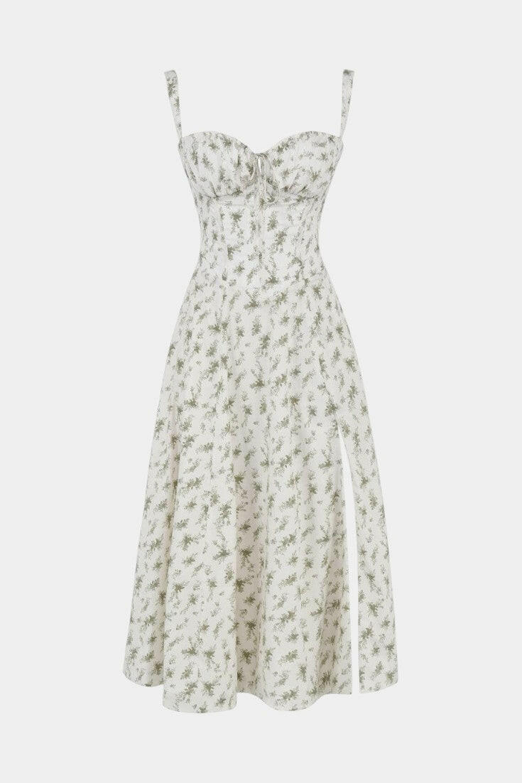Flora Vestido Midi A-Line con Corsé.