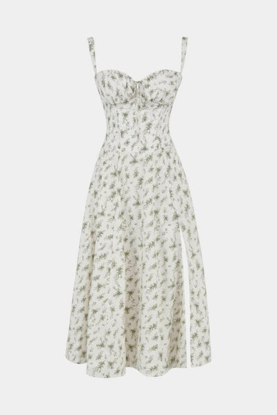 Flora Vestido Midi A-Line con Corsé.