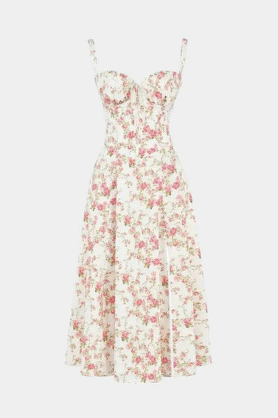 Flora Vestido Midi A-Line con Corsé.