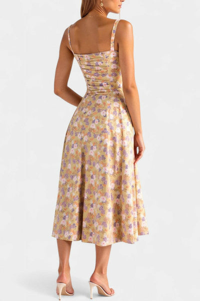Flora Vestido Midi A-Line con Corsé.