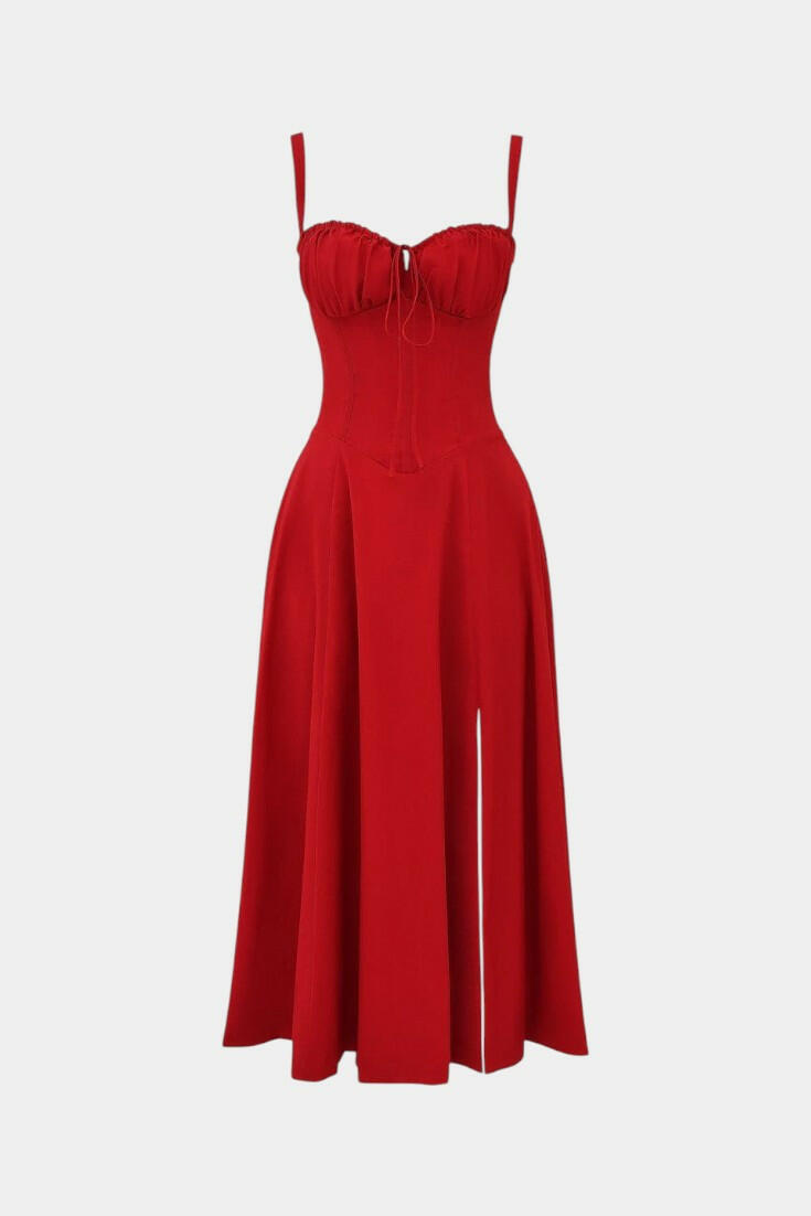Flora A-Line Midi Dress with Corset