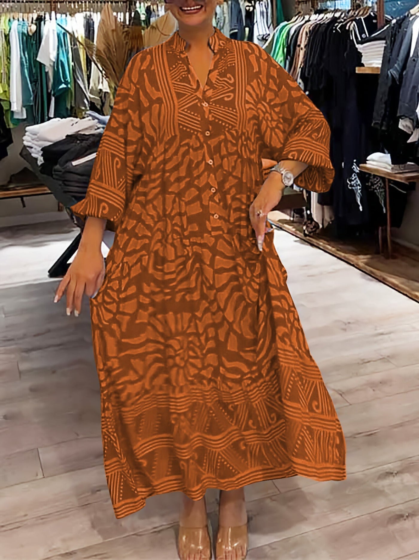 Mira | Vestido estampado con cuello en V.