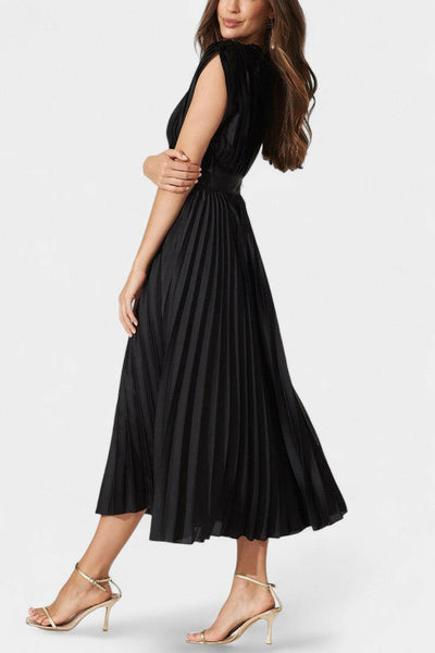 Audrey Vestido Midi con Pliegues y Escote en V.
