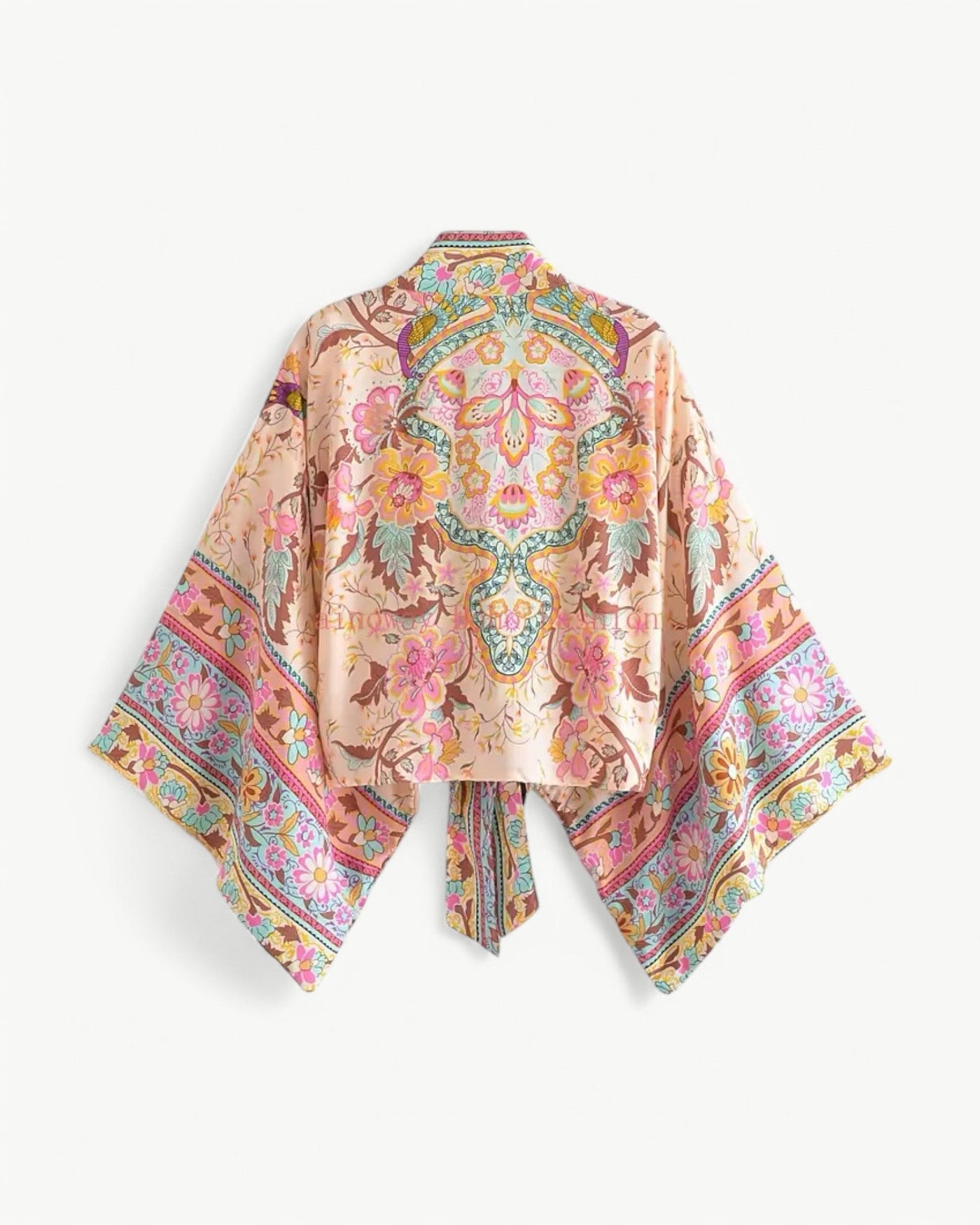ODÉLIA – Bohemisk kimono-blus med knytfront &amp; V-ringing