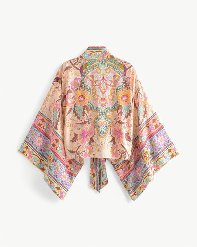 ODÉLIA – Bohemisk kimono-blus med knytfront &amp; V-ringing