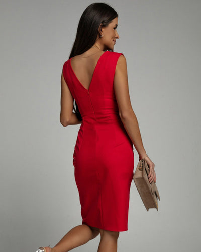Florina | Vestido ajustado con escote en V y abertura.