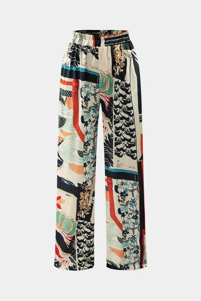 Arce Pantalones Rectos de Cintura Alta con Estampado Floral.