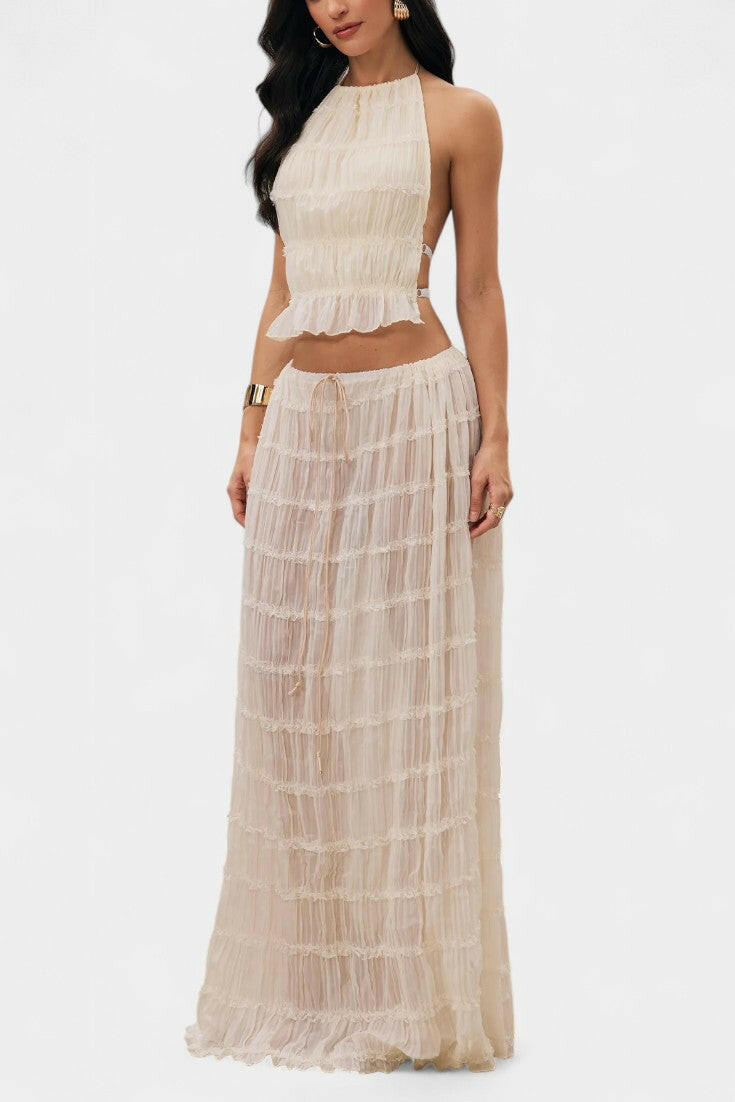 Eugenie Conjunto a Juego con Top Plisado y Falda.