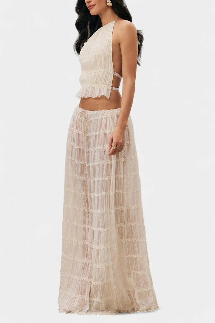 Eugenie Conjunto a Juego con Top Plisado y Falda.