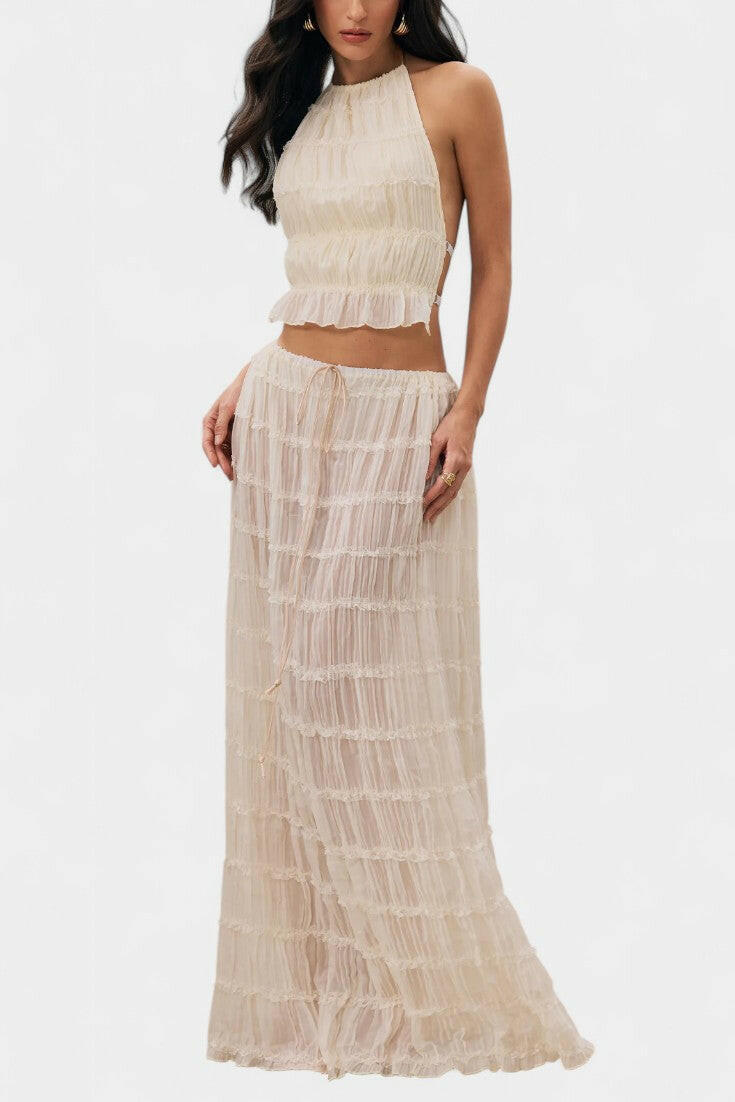 Eugenie Conjunto a Juego con Top Plisado y Falda.