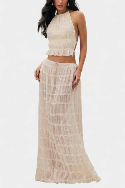 Eugenie Conjunto a Juego con Top Plisado y Falda.