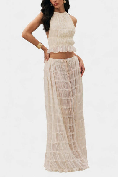 Eugenie Conjunto a Juego con Top Plisado y Falda.