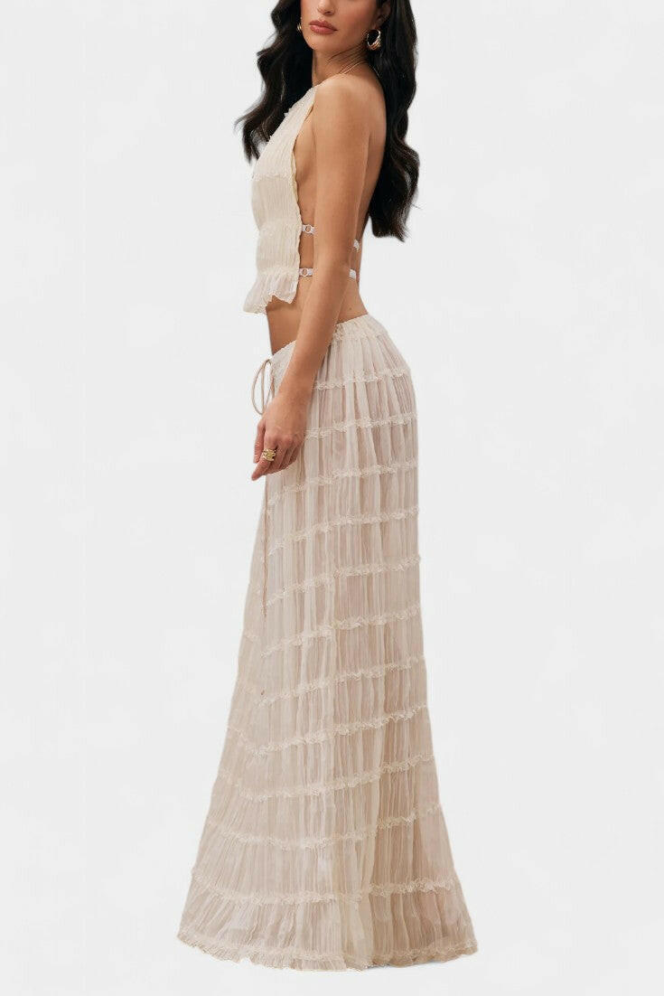 Eugenie Conjunto a Juego con Top Plisado y Falda.