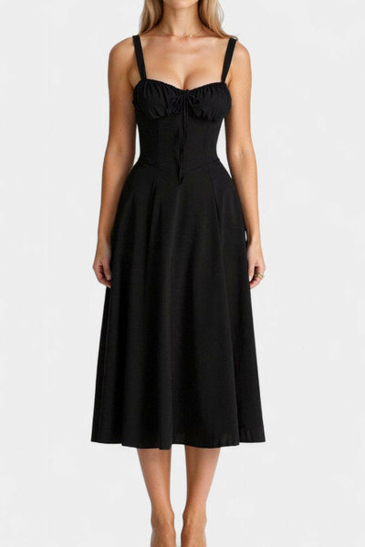 Flora Vestido Midi A-Line con Corsé.