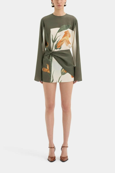 Hallie Vestido Mini Floral Twist Detail.