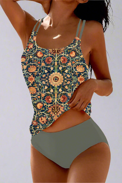 Tankini estampado con doble tirante.