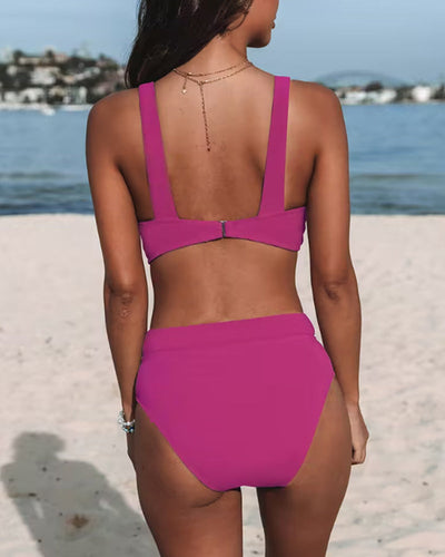 Bikinis de talle alto de color liso.