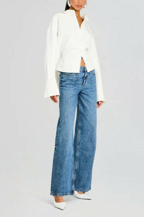 Grace Camisa de Botones Draped.