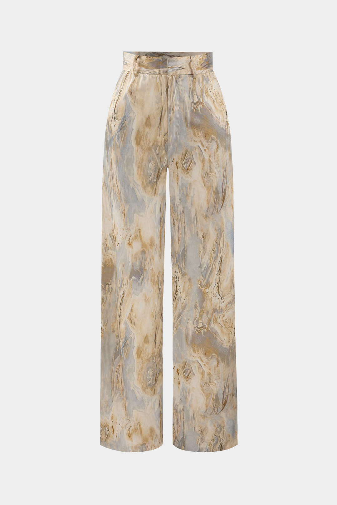 Inna Pantalones Rectos de Cintura Alta con Estampado de Mármol.