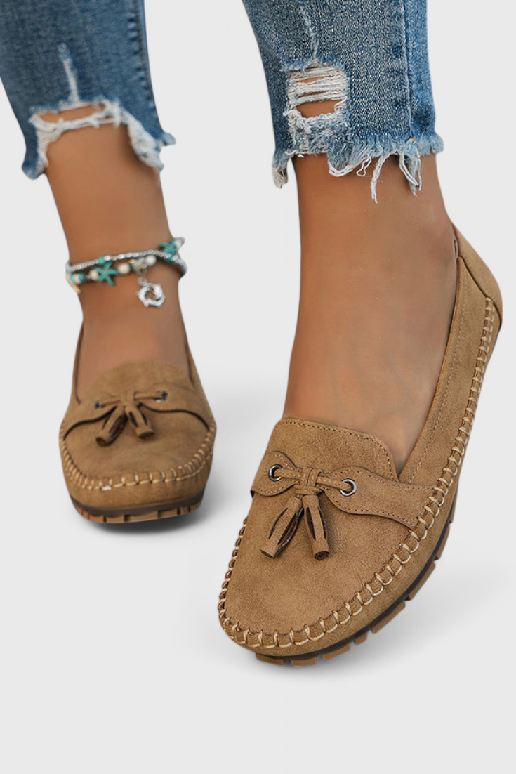 Peony Mocasines de Suede Clásicos con Borlas.