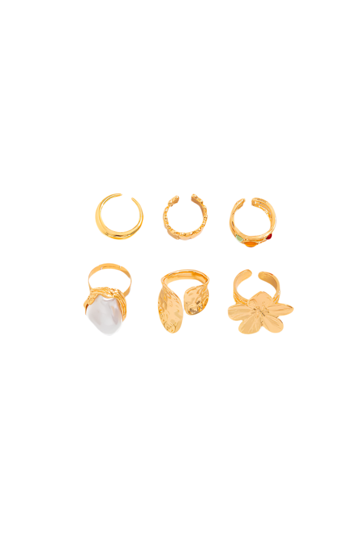 Anillo Abierto en Forma de Flor Líquida de Perla.