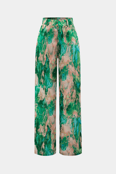 Inna Pantalones Rectos de Cintura Alta con Estampado de Mármol.