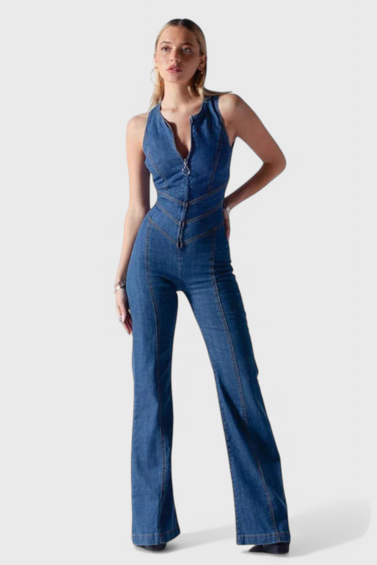 Maisie Mono de mezclilla con corte en forma de corazón.